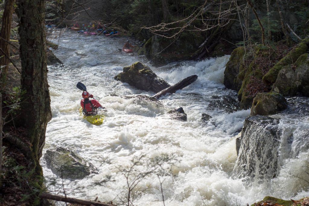 Ryan McCall navigating Lumber Yard Green River Vermont Whitewater Kayaking