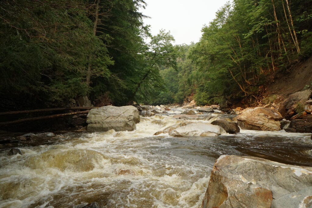The rapid formerly known as Your Mom on the Middlebury River Vermont after the floods of 2023