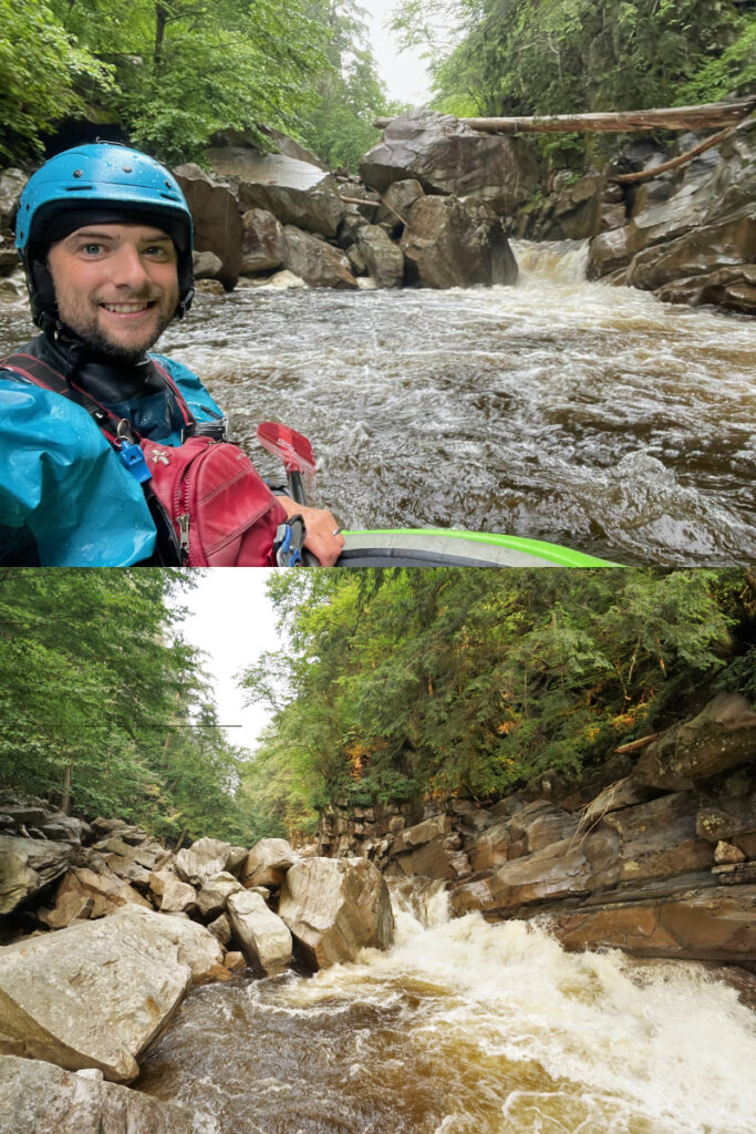 Tester Before and after the floods of 2023 Middlebury River Vermont