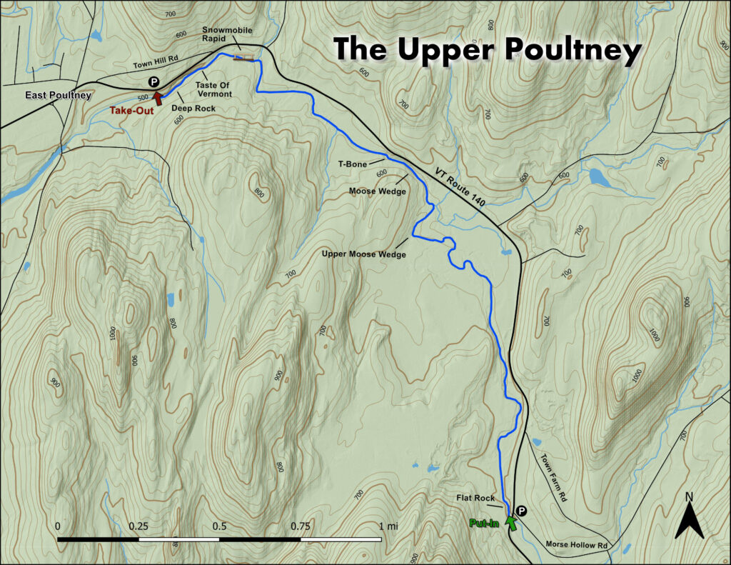 Map of the rapids of the Upper Poultney River East Poultney Vermont